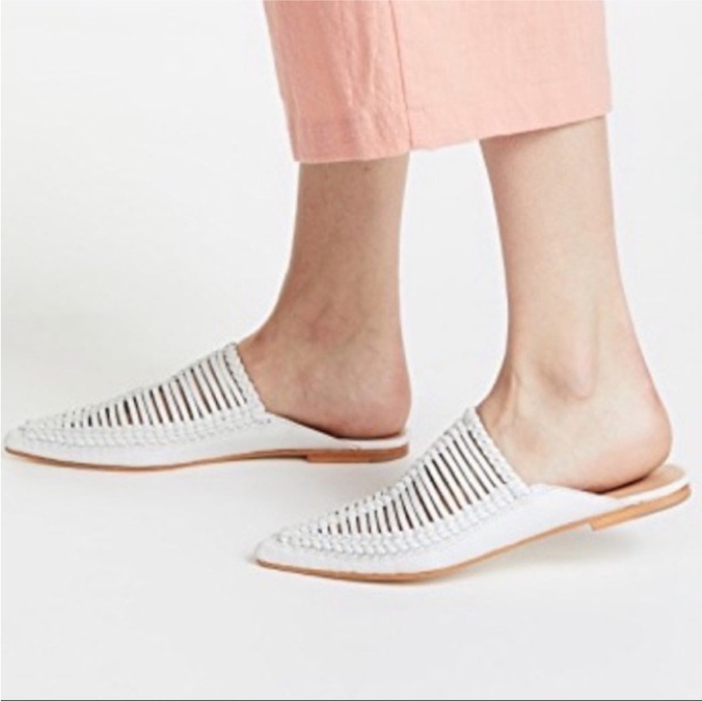 ULLA JOHNSON Jana Babouche Mules Slides Leather‎ White Size 37